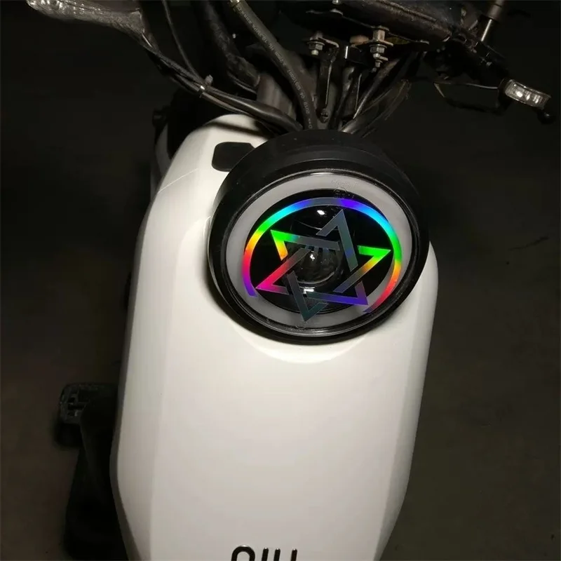 Stiker kepribadian mobil bintang enam cabang laser tujuh warna hf modifikasi lampu depan sepeda motor penutup goresan