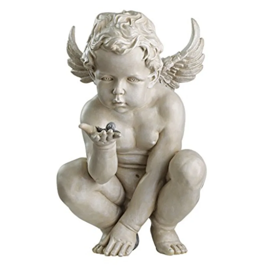 

Life's Mysteries Cherub Statue for Home Decor White Ceramic Elegant Design Perfect for Living Room or Bedroom Accent