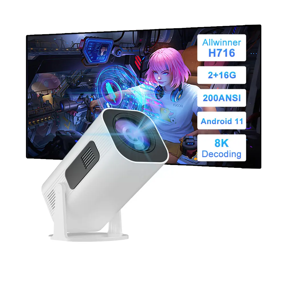 4K full HD android 11 portable projector 200 ansi video projecteur High brightness projector beamer for home or classroom