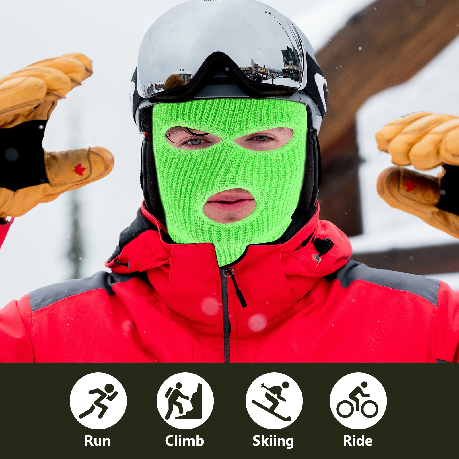 

Head Cover Ski Masks for Men Thermal Balaclava Wool Face Weather Knitted Skiing Hat Warm