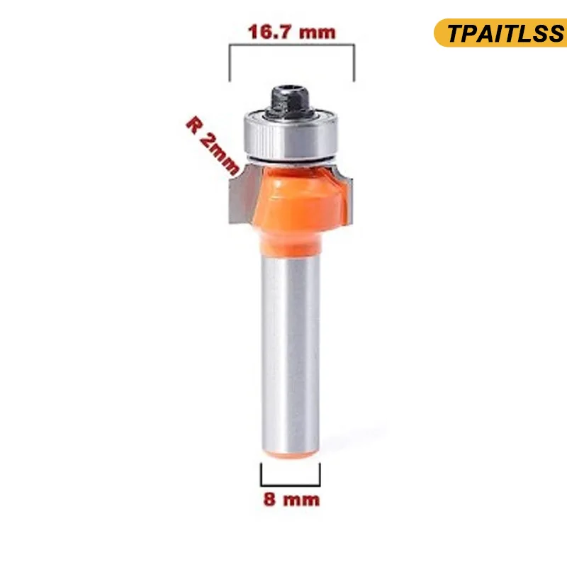 For Wood Woodworking Tool Tungsten Carbide 8mm Corner Round Over Router Bit with Bearing Milling Cutter