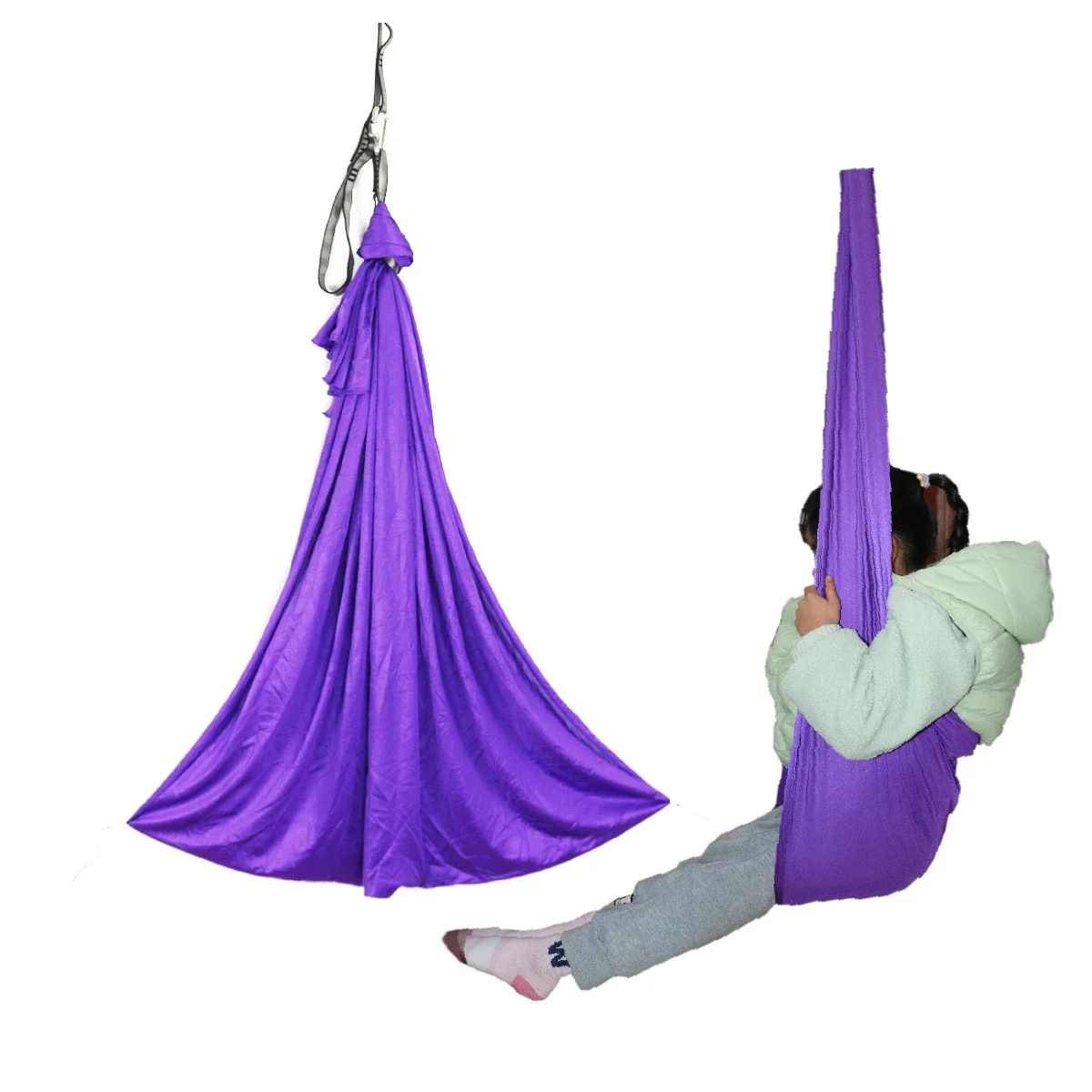 Kids Sensory Swing Hammock Chair Children Yoga Hammock Elastic Bed Indoor Outdoor  Bedroom Pod with Extender Rope and Carabiner