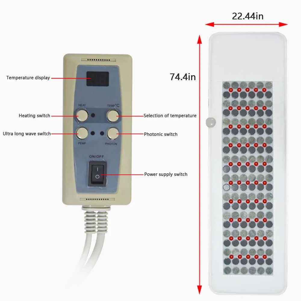 Health Mattress Jade Tourmaline Led Photon Light Heating Physiotherapy Mat Fir Stone Mat