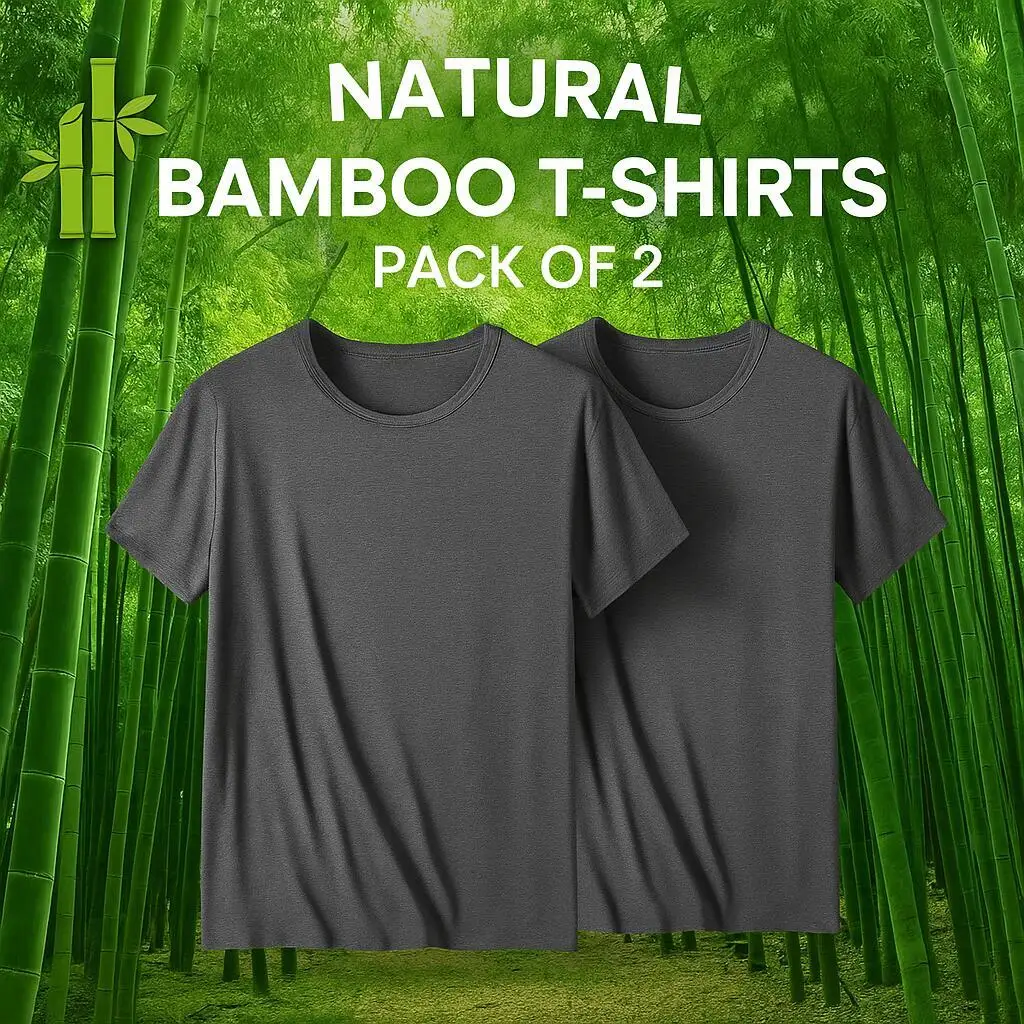 2-Pack Bamboo T-Shirts Men Short Sleeve Black
