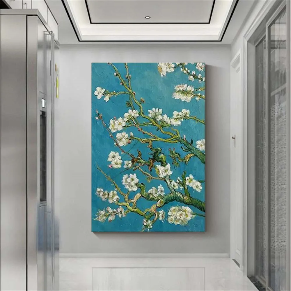 

High-Quality Flower Apricot Cloth Handmade Abstract Oil Painting Wall Modern Home Decoration Porch Art