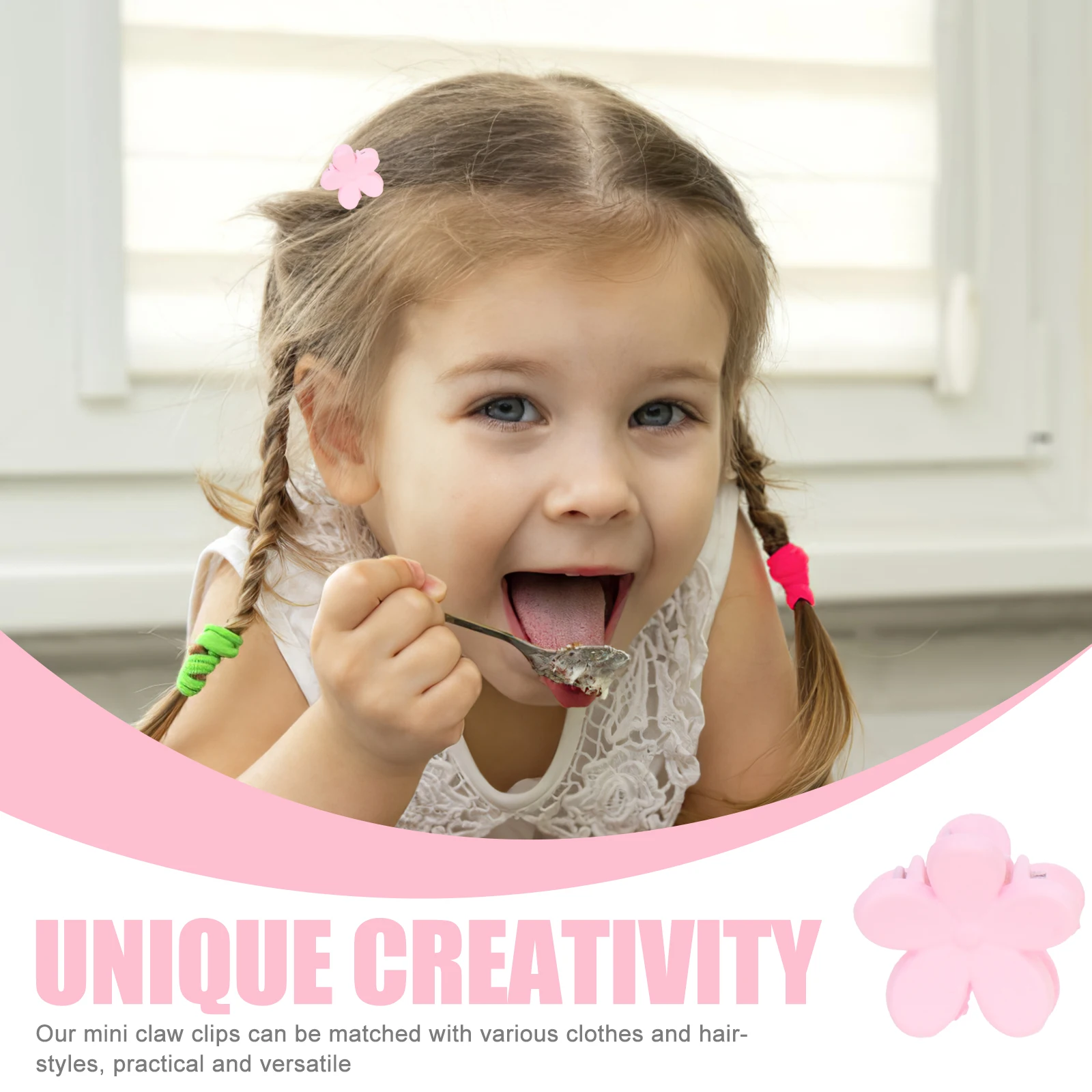 

20pcs Hair Claw Clips Girls Solid Color Small Accessories Short Flower Styling Thick Hair Toddler Women Durable Resin Iron