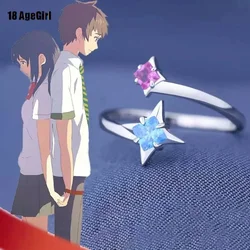 Il tuo nome Anime anello pietre preziose Crystal Meteor Lovers misura regolabile anello gioielli moda Cosplay regalo di natale all'ingrosso