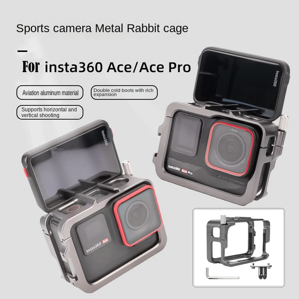 Aluminium Alloy Frame Case For Insta360 Ace / Ace Pro Metal Rabbit Cage Insta360 Ace Protective Expansion Frame Camera Accessory