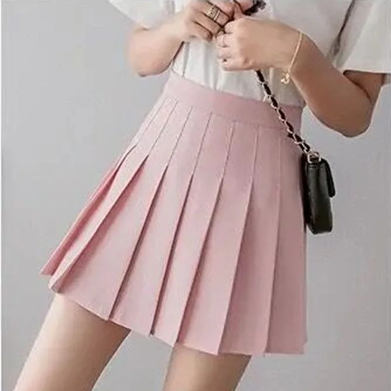 2024 Solid Color Fashion High Waisted Pleated Skirt Lady Multiple Colour Summer Short Skirt Comfortable All-match A-line Skirt