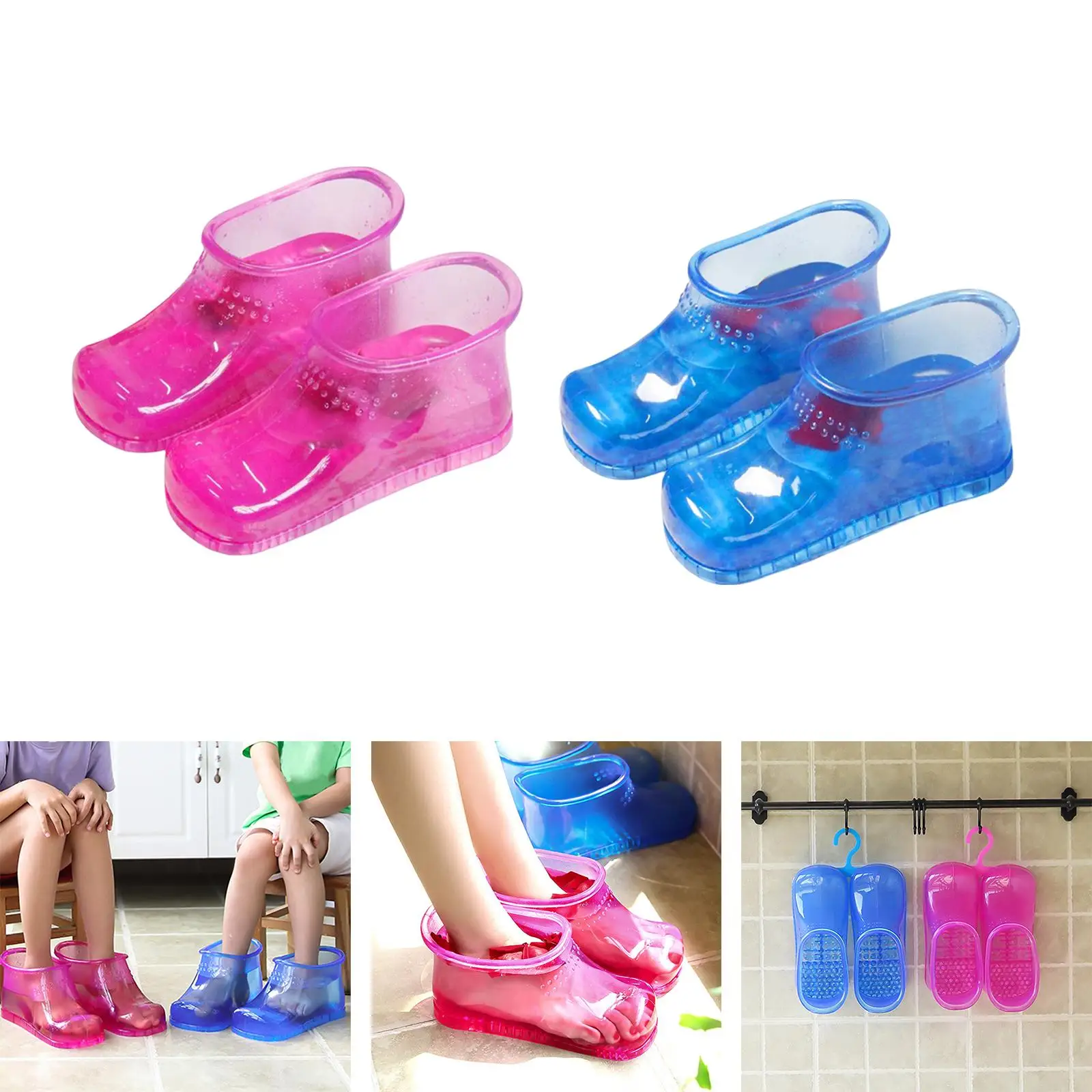 1 par de zapatos para baño de pies, cubo para pies impermeable para el hogar, bañera móvil para remojar los pies, bañera antideslizante para remojar los pies, SPA para el hogar