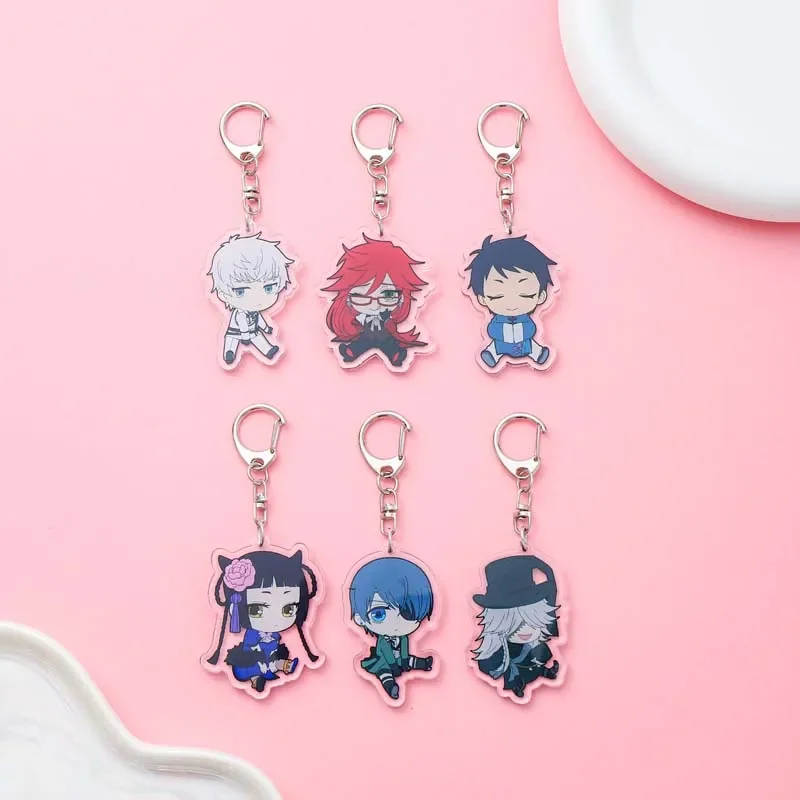 Anime Black Butler Acrylic keychain accessaries Cartoon funny Bag Pendant cute creative bag charm Car Keyring Friends Fans Gifts