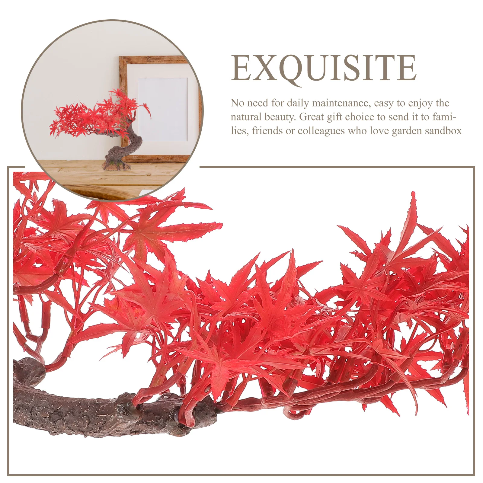 

Mini Red Maple Artificial Plastic Fake Tree Decor For Bonsai Sashimi Sand Table Micro Landscape Ornament Fake Small Tree