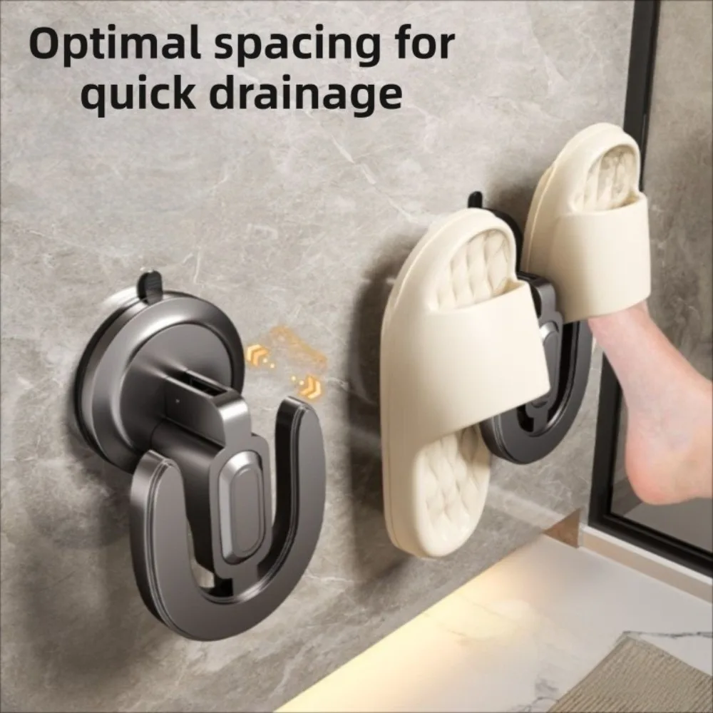 

2pcs Suction Cup U-shaped Slipper Rack Wall Mounted No Punching Drainage Storage Rack Space-Saving Neat Bathroom Sandal Holder