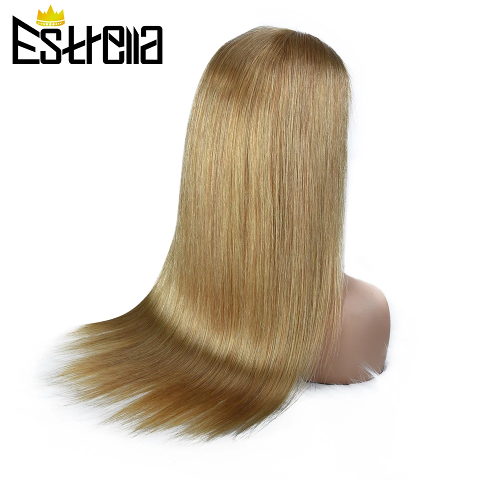 Dark Blond #27 Straight Wig 12-26Inch Colored Lace Front Human Hair Wigs For Women Brazilian Cheaper 4x4 Lace Closure Hair Wig