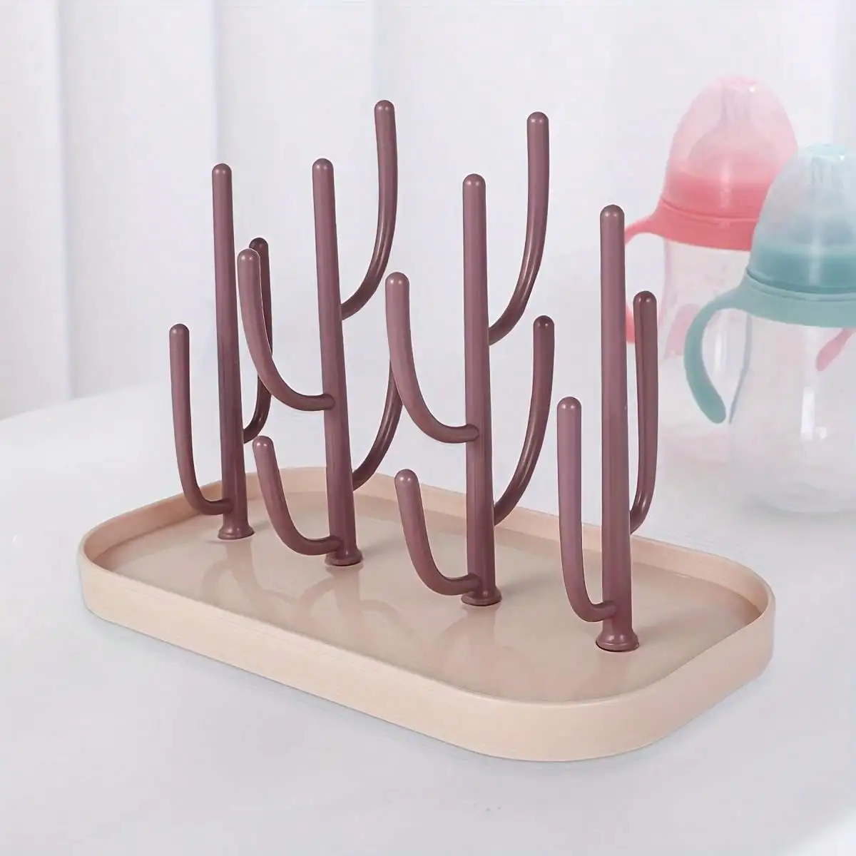 1PC Baby Bottle Drying Rack Cactus Shape Detachable Drainer Holder with Tray for Newborn Feeding Bottles Teats