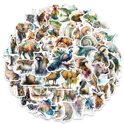 10/50PCS watercolor animal PVC graffiti stickers, aesthetic decorations, scrapbooks, DIY children's mobile phones, stationery