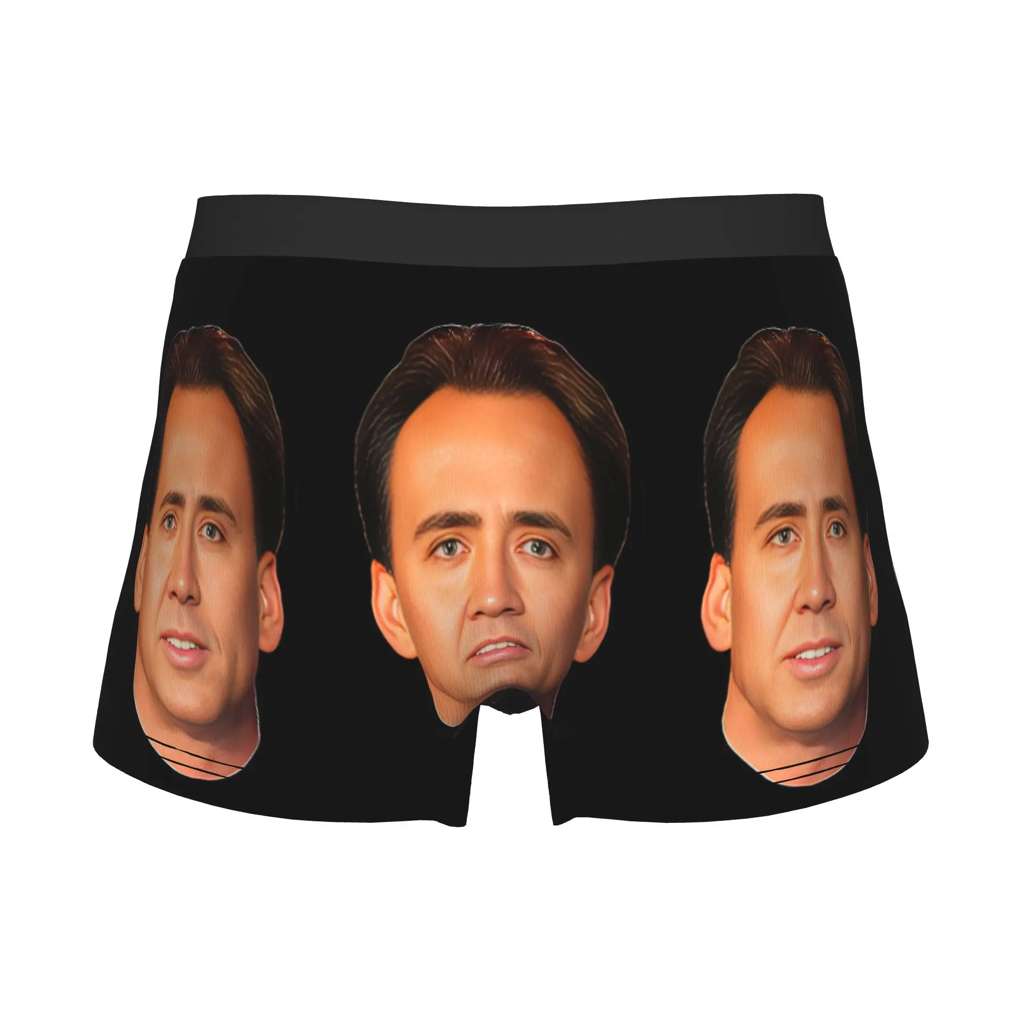 Male Novelty Nicolas Cage Portrait  Underwear  Boxer Briefs Breathable Shorts Panties Underpants
