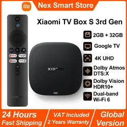 New Xiaomi TV Box S 3rd Gen, Smart Android TV Box 4K UHD Media Player,Dolby Vision HDR10+ Google Assistant Google TV Set-Top Box