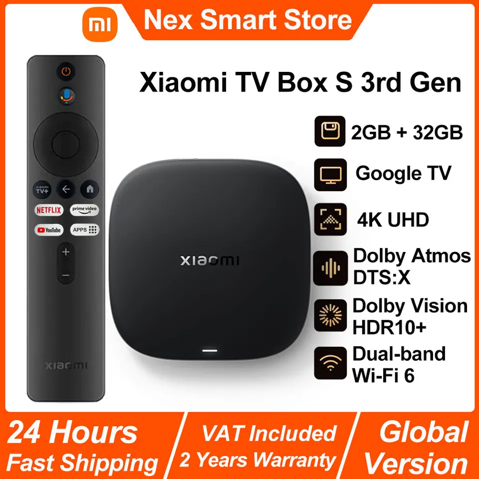 Nuevo Xiaomi TV Box S 3ra Gen, Smart Android TV Box 4K UHD Reproductor Multimedia, Dolby Vision HDR10+ Asistente de Google Google TV Set-Top Box