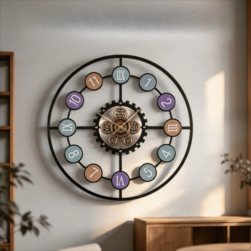 Ironwork Wall Clocks European Retro Creativity Wall Clocks Large Gear Shape Silent Watches Ornaments Decoration Products