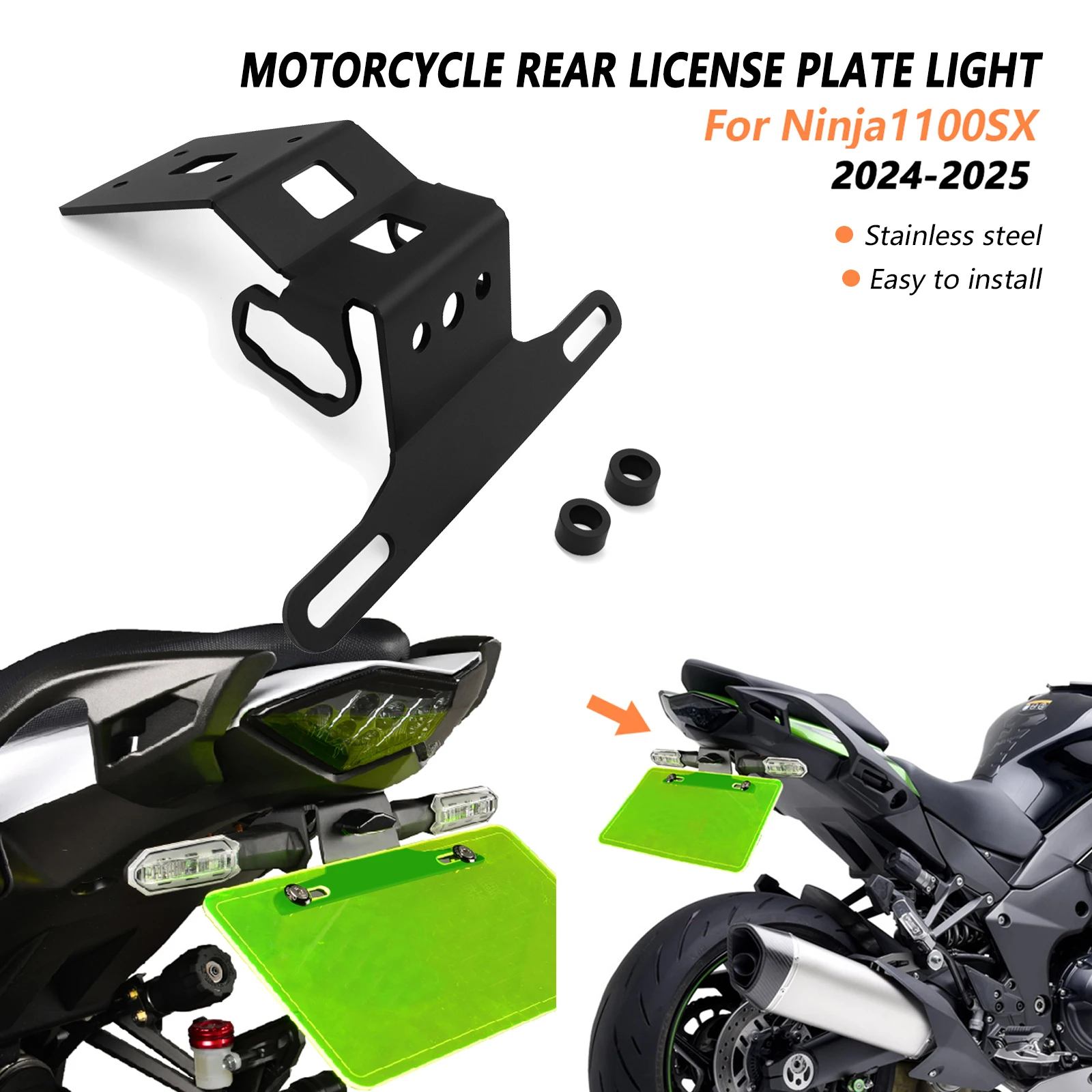 

For Ninja 1100SX 2024 Ninja1100SX 2025 Motorcycle License Number Plate Frame Holder Bracket Tail Tidy Fender Eliminator Kit