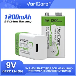 New VariCore 9V 1200mAh USB Rechargeable Lithium Battery  6F22 for Multimeter Microphone Toy Guitar KTV