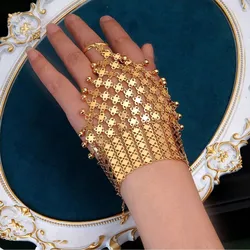 Gold Plated Bracelet Ring Set for Women, Ethnic Style, 18K, Tassel, Metal Beads, Italian Charm, Couple Jewelry, Hot Selling, New