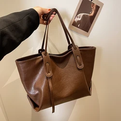 Bolso de mano de gran capacidad para mujer, bandolera de cuero, tendencia de moda, para oficina, invierno, 2023