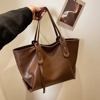 Damen-Einkaufstasche mit großer Kapazität, 2023, Wintermode, Trend, Leder, Schultertaschen, Büro-Handtasche