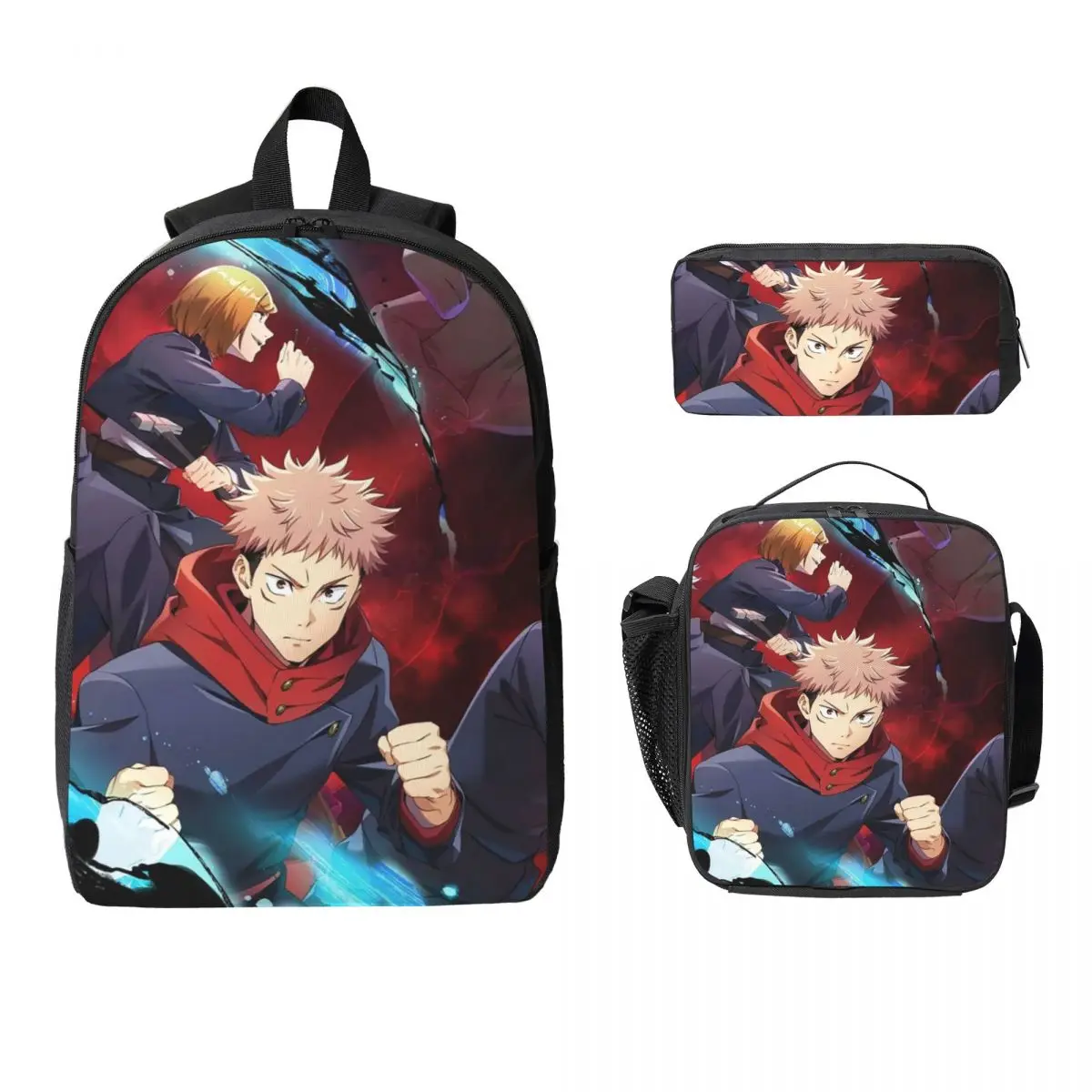 Megumi Besto Friendo Jujutsu Kaisen Sukuna 애니메이션 배낭 BookBag 학교 가방 어깨 가방 3ps 절연 점심 가방 연필 케이스