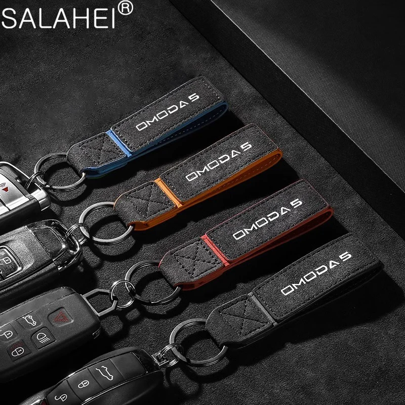 

Fashion Suede Car Keychain Business Gift Leather Key Chain Car Key Strap Keyring For Chery Omoda 5 C5 fx 8 Pro 7 Pro Arrizo 2021