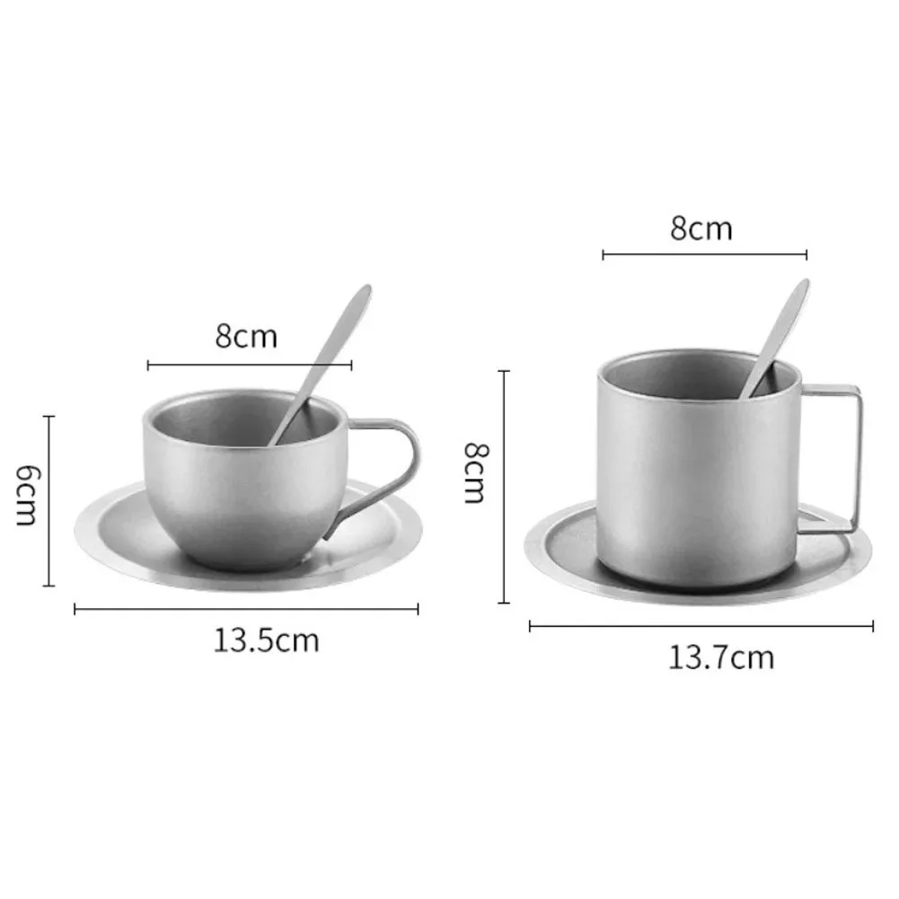 Double Wall Titanium Coffee Cup, Double-Layer Insulated Camping Mug, Outdoor Water Cup With Fixed Handle, Heat-Resistant, Smooth