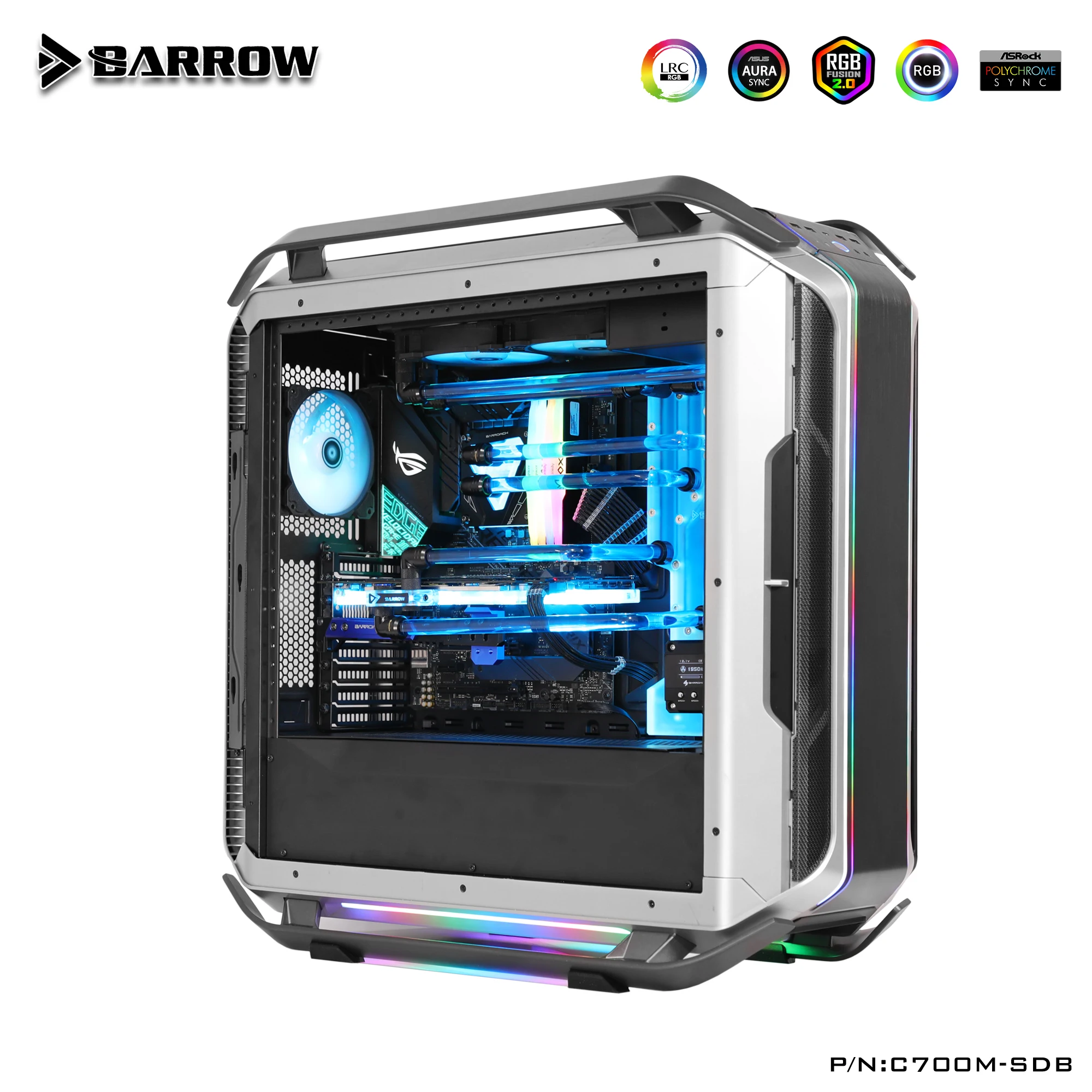 Barrow RGB Liquid Water Cooling Waterway Distro Plate Reservoir for Cooler Master C700M Chassis C700M-SDB