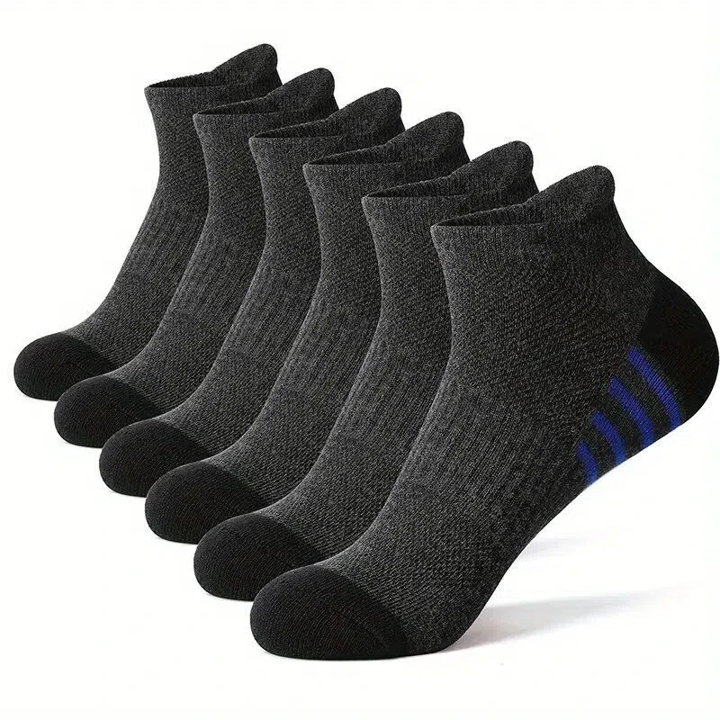 

6 Pairs ankle socks athletic cushioned breathable low cut tab gifts for men winter sock calcetines hombre men's gift accessories