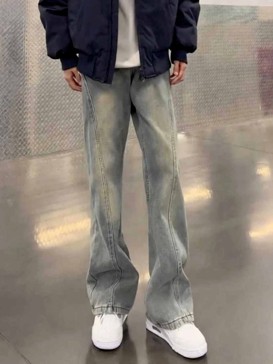 Cleanfit Vintage Knife  Slim Fit Straight Leg Jeans Men's American High Street Micro Flare Slimming Jeans