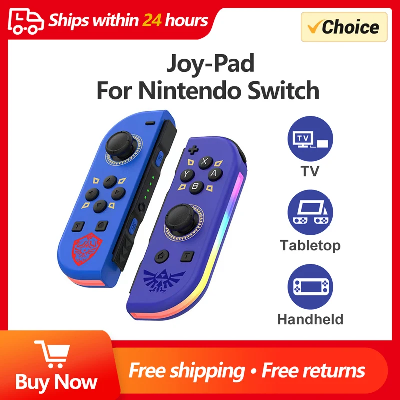 NS JOYCON BT 5.2 Joy Controller RGB LED Switch Joypad for Nintendo Switch Lite Oled JoyCon Gamepads Joystick with Dual Vibration