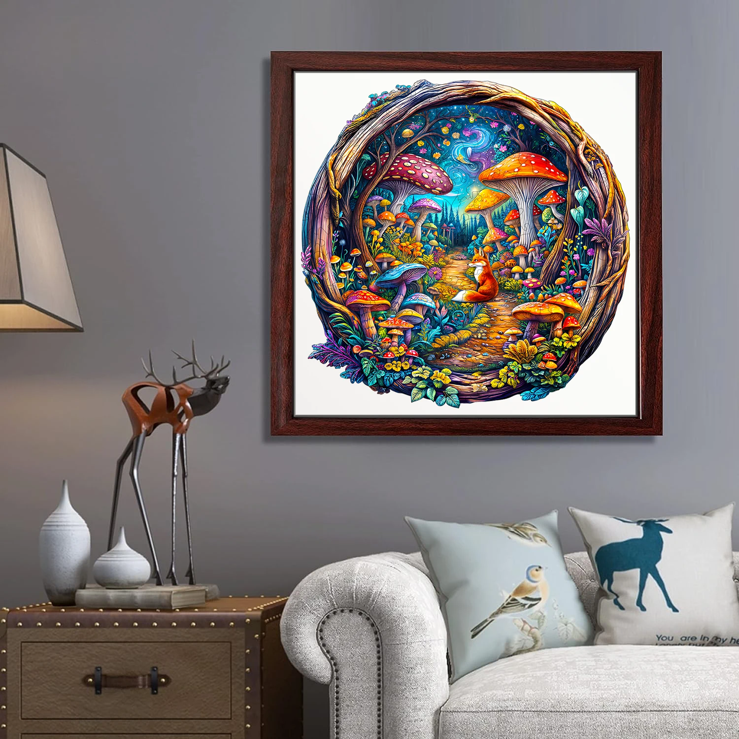 Wooden Puzzle with Vibrant Mushrooms & Unique Shapes: Fun, Challenging Brain Teasers for Teens, Adults & Families – Boost Critic