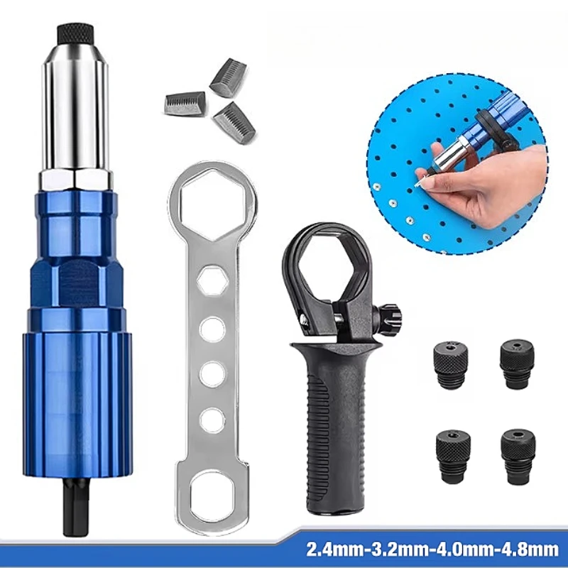 Electric Rivet Gun Adapter, Home Pull Rivet Tools  Cordless Riveting Machine, Insert Rivet Fast Riveting