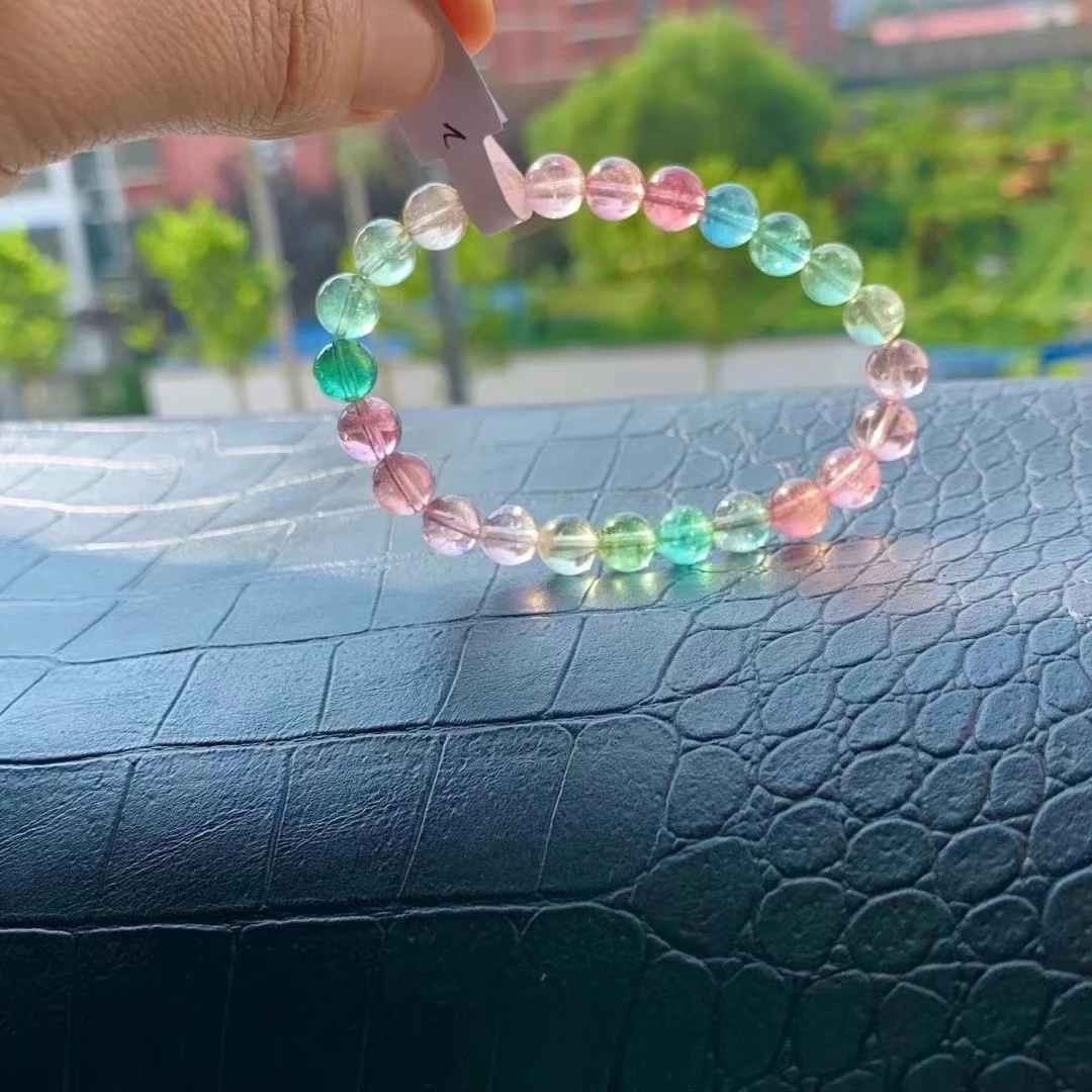 Natural Colorful Tourmaline Clear Beads Bracelet 7mm Red Green Blue Tourmaline Women Men Jewelry AAAAAAA