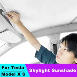 For Tesla Model S Skylight Blind Shading Net Front Glass Flap Door Roof Sunshade Car Sunroof Blind UV Protection Sun Shade