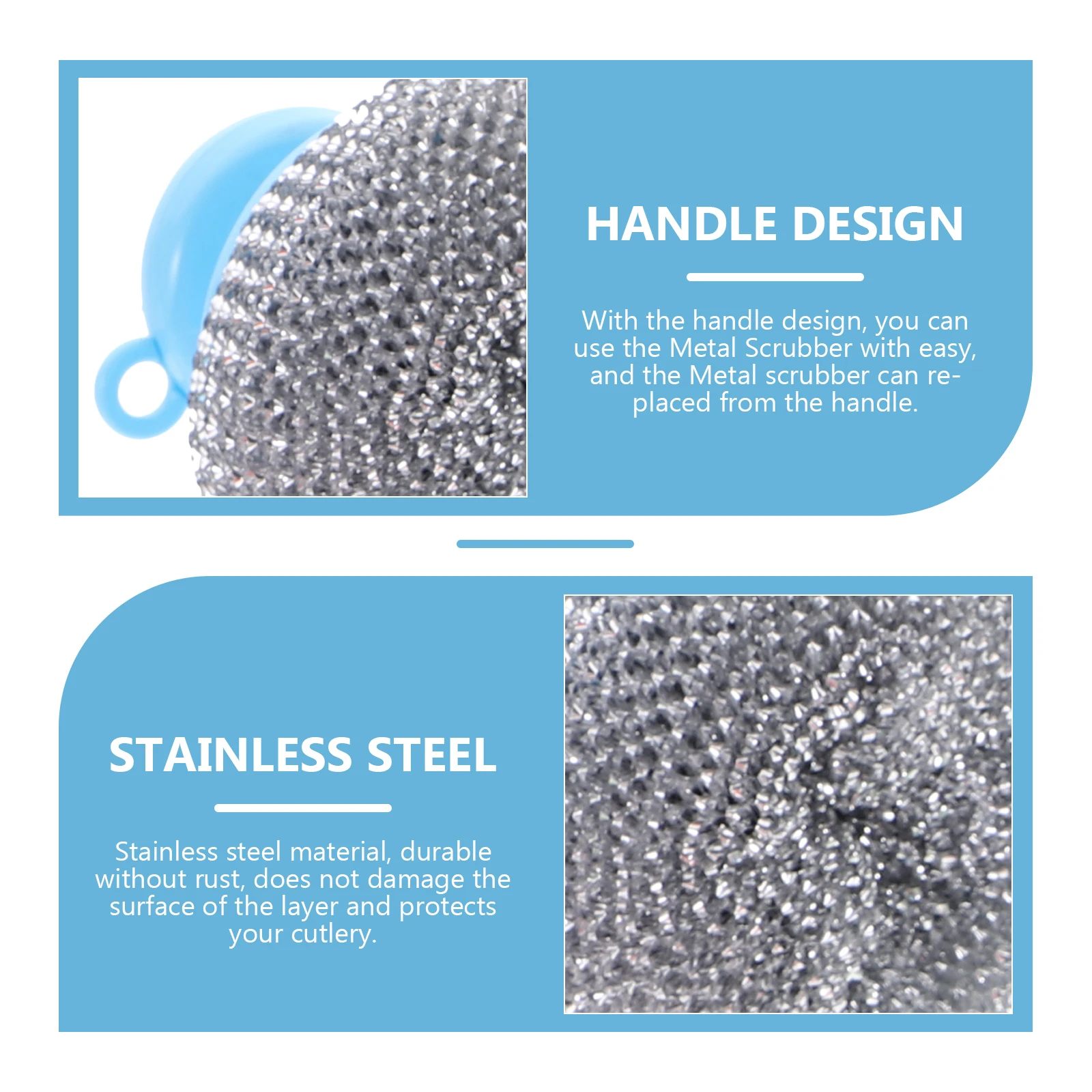 

5 set Kitchen Wire Brush Set Short H Stainless Steel Cleaning Balls for Dish Scrubbing Home Tableware Plastic