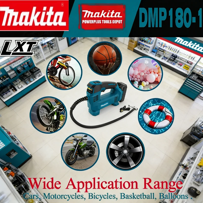 

18V DMP180 MAKITA Lithium-Ion Cordless Inflator Bare Tool For Car Portable Tyre Inflator Electric Motorcycle Pump Air In