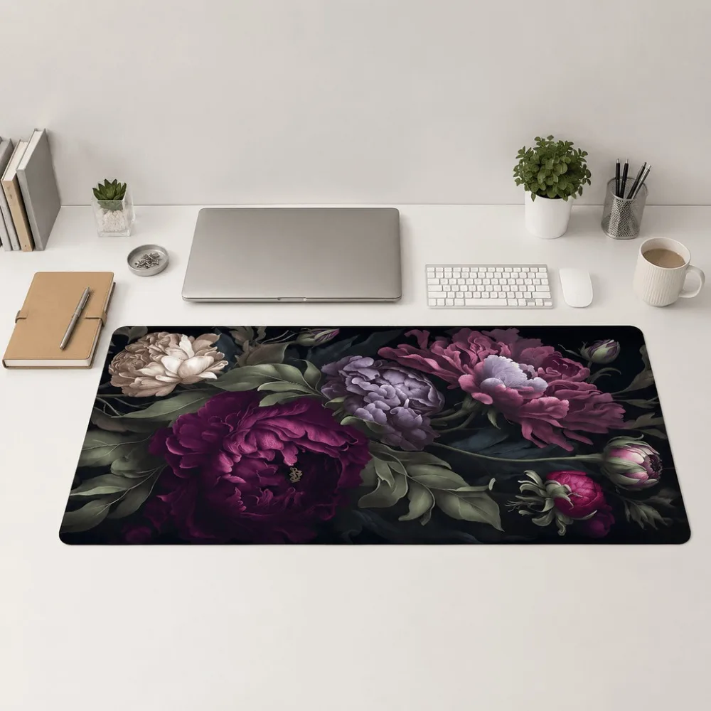Floral printed table mat, featuring a simple and elegant peony design. Suitable for office workers, students and users of home