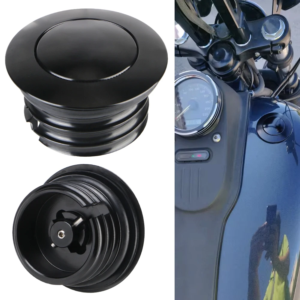 Motorcycle Oil Tank Gas Cap Pop-Up Dyna FXD Softial Fat Boy CVO For Harley Sportster XL883 XL1200 Chrome Black CNC Aluminum