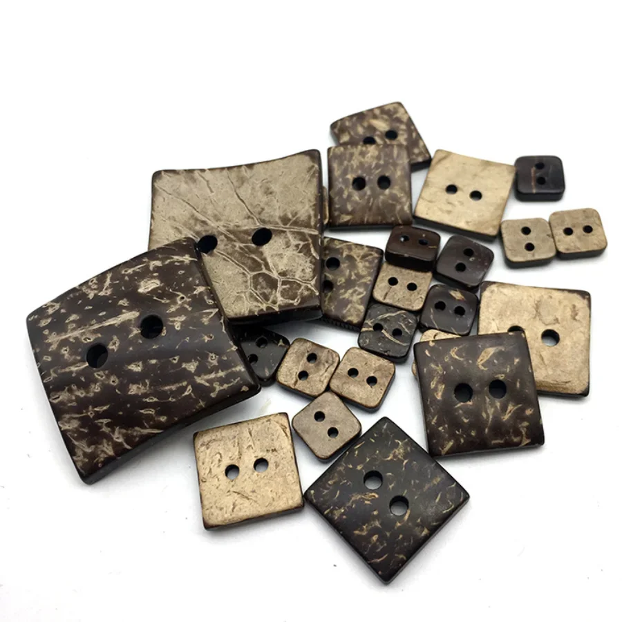 20pcs Brown Coconut Shell Sewing Buttons Retro 2 Holes Square Button For Clothing Scrapbooking garment Accessories DIY Crafts