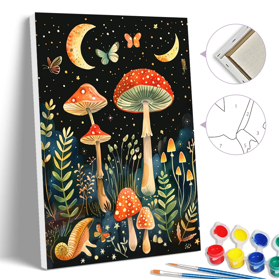 

SDOYUNO Painting By Numbers Simple Diy Crafts 20X30cm With Frame mushroom Oil Art Drawing On Canvas Kits Paintings Wall Decor