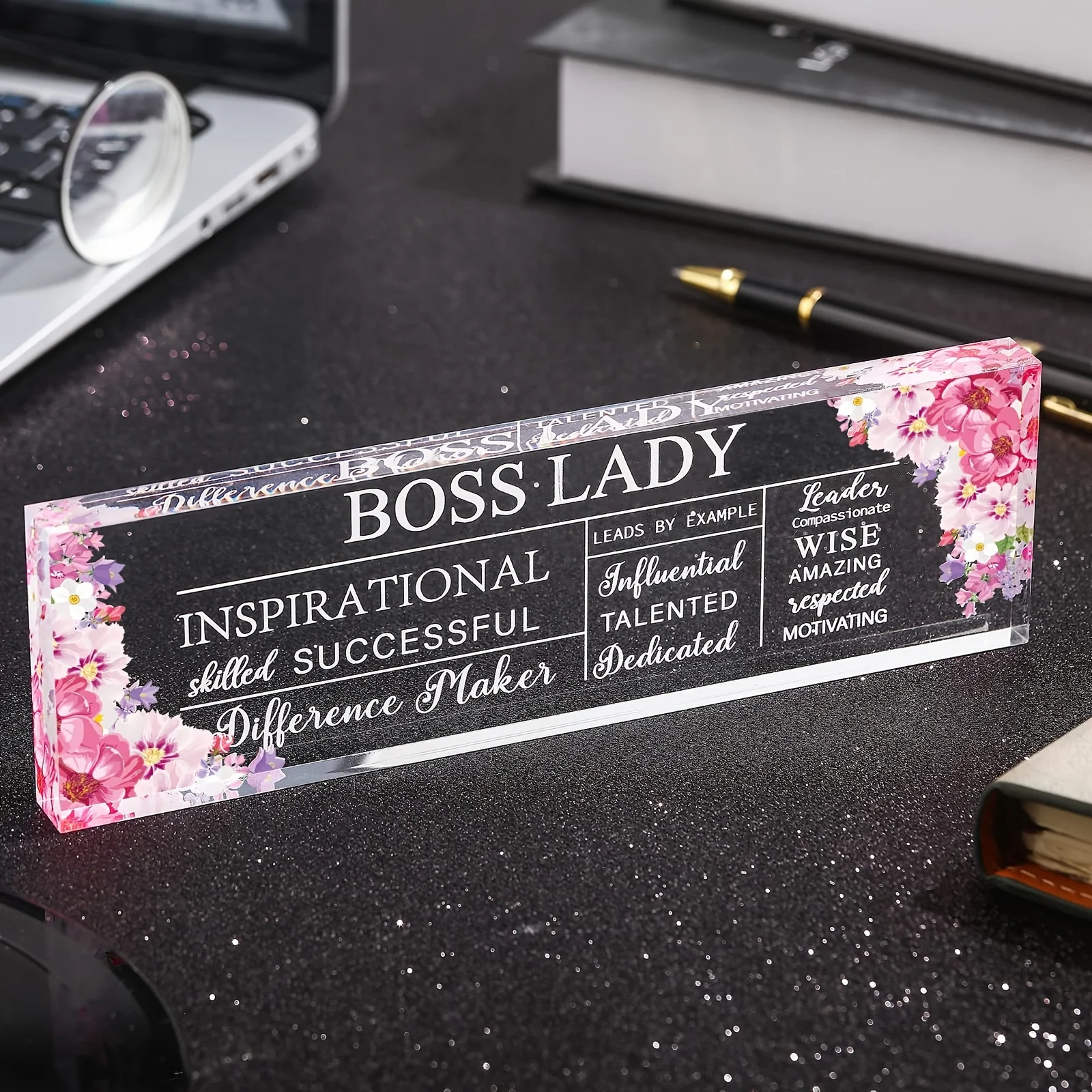 1pc Ladies Boss Gift Inspirational Quotes Office Women Gifts Boss Birthday Gift Thank You Keepsake and Paperweight (Fresh Style)