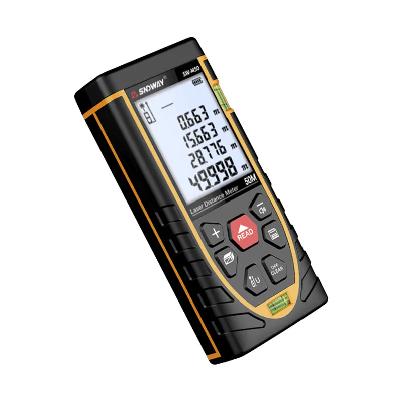 Shendawei Recarregável Handheld Infrared Area Measuring Instrument, Alta Precisão, Régua Eletrônica, Voice Range Finder