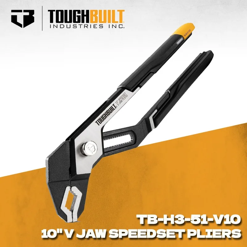 

TOUGHBUILT TB-H3-51-V10 10-дюймовые плоскогубцы с V-образными губками SpeedSet, быстрорегулируемые ручные инструменты для электриков, сантехников и промышленного ремонта