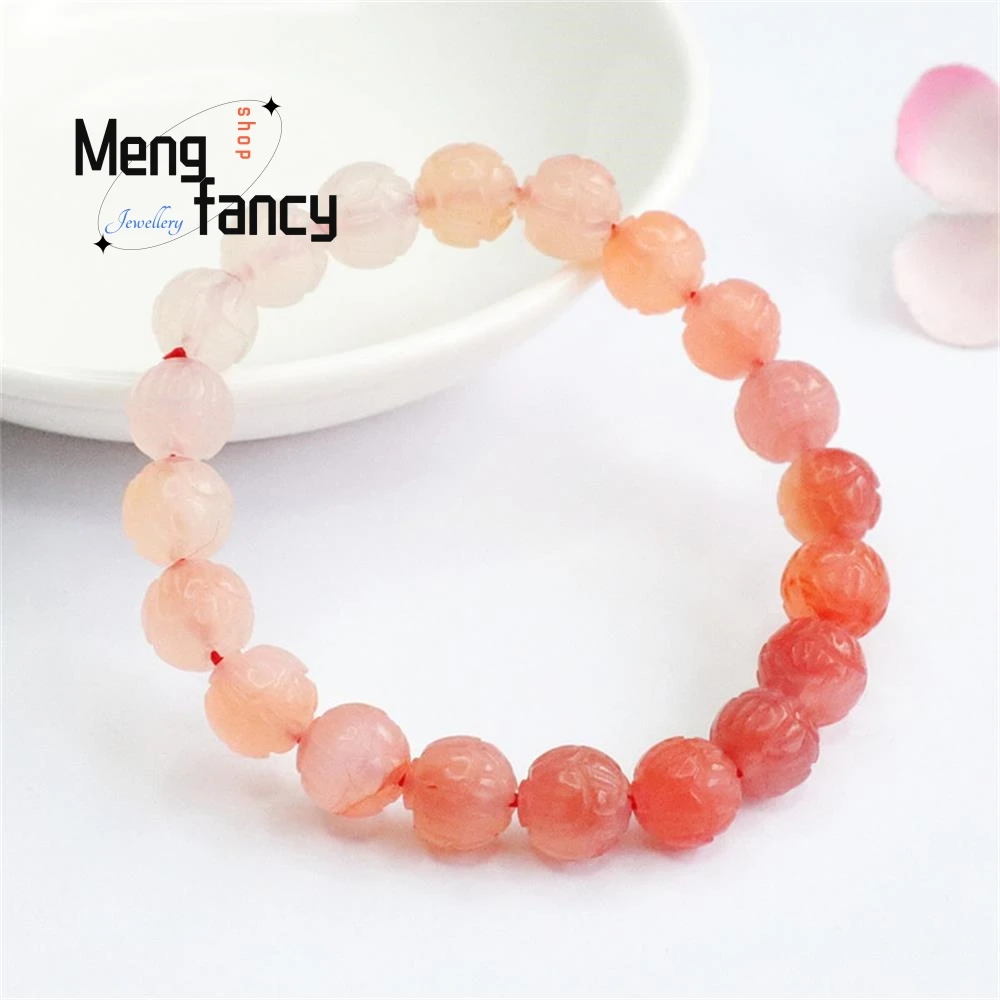 Natural Salt Source Agate Lotus Beads Strings Colorful Treasure Bracelet Simple Elegant High-grade Couple Luxury Quality Jewelry